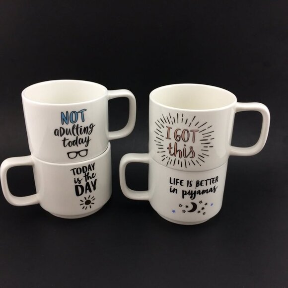 4 Stacking Mood Coffee Tea Mugs by Indigo - Picture 6 of 10